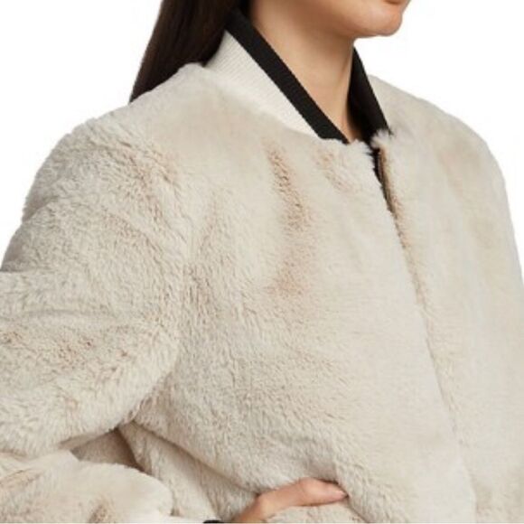 ENA PELLY Core Essential Faux Fur Bomber Jacket In Bone, 2 - Picture 2 of 9